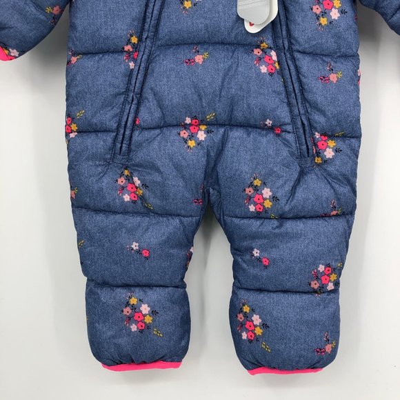 GAP Blue & Pink Floral Puffer Jacket | Perfect for Any Season - Picture 5 of 6